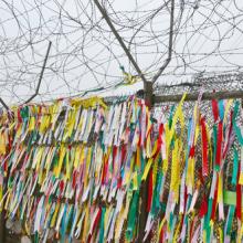 Prayer ribbons hung on the wall in South Korea, meunierd / Shutterstock.com