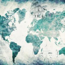 Blue vintage globe map photo courtesy Shutterstock.