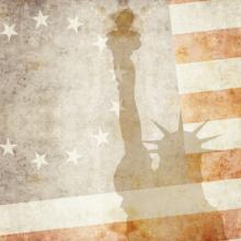The 'Betsy Ross' flag and the Statue of Liberty. Photo courtesy WELBURNSTUART/sh