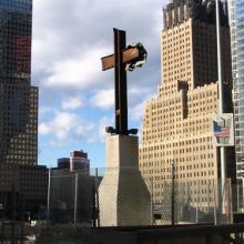 Photo: Steel cross at the 9/11 site. Shawn Kashou / Shutterstock.com