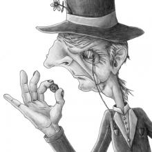 Caricature of a penny pincher, AKIllustration / Shutterstock.com