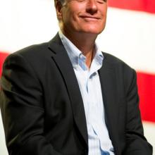 Massachusetts Governor Mitt Romney appears at a town hall meeting on June 4, 201