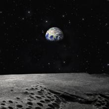 Artistic rendering of earth from the moon. Image courtesy Ollyy/shutterstock.com