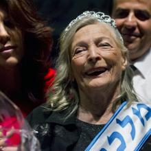 Shoshana Colmer smiles after winning the ‘Miss Holocaust Survivor Beauty Contest