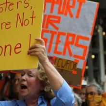 A Rally in support of nuns. RNS photo courtesy Religion & Ethics NewsWeekly  