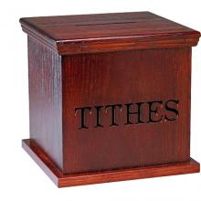 Tithe box via http://www.wylio.com/credits/Flickr/4089420589. Tithe box via http://www.wylio.com/credits/Flickr/4089420589