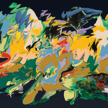 Many paint colors are swirled together.