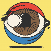 Illustration of an eye where the pupil is an empty tomb with the stone rolled back