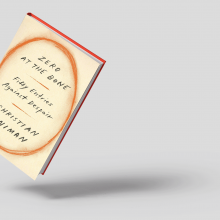 The image shows the book "Zero at the Bone" by Christian Wiman, which has a tan cover with an orange circle drawn on it. 