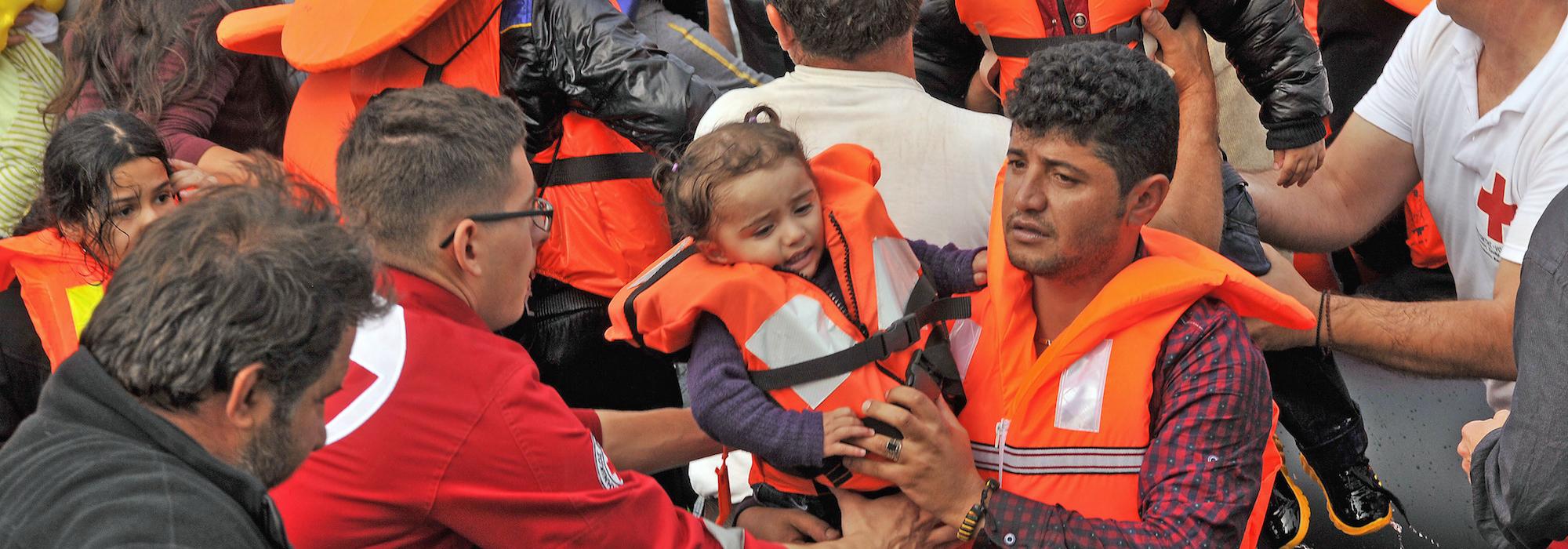 Syrische Flüchtlinge kommen in Lesvos, Griechenland im Oktober.