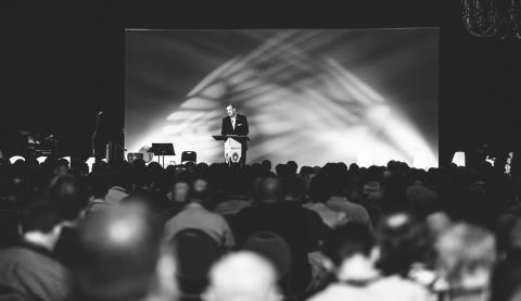 Al Mohler speaks to conference attendees. Photo courtesy of Rocket Republic, via ERLC National Conference/RNS.
