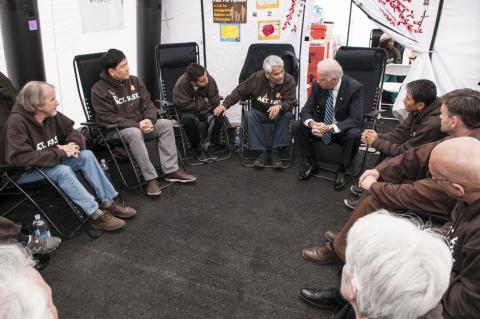 Vice President Joe Biden visits the Fast for Families tent in November. Courtesy Fast for Families Courtesy Fast for Families