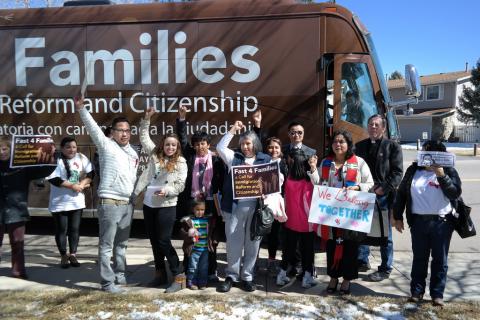 The #Fast4Families bus stops in Aurora, Colo. Courtesy Fast for Families Courtesy Fast for Families