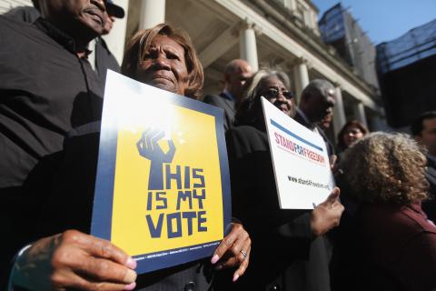 Hazel Dukes (L), NAACP New York State Conference, announce 'Stand for Freedom' voting rights campaign. Mario Tama/Getty Images Mario Tama/Getty Images