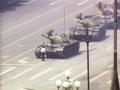 A lone demonstrator stands down a column of tanks June 5, 1989 at Tiananmen Square, by CNN via Getty Images Photo by CNN via Getty Images