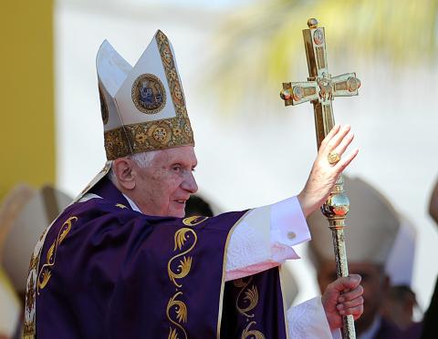 Pope Benedict XVI waves after celebrating a mass at Revolution Square in Havana on March 28. JUAN BARRETO/AFP/Getty Images JUAN BARRETO/AFP/Getty Images