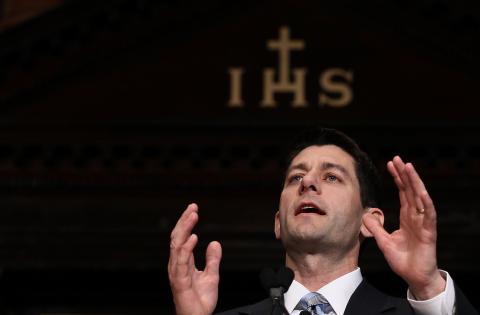 Rep. Paul Ryan (R-WI) speaks about 'America's Enduring Promise' at Georgetown University. Win McNamee/Getty Images Rep. Paul Ryan (R-WI) speaks about 'America's Enduring Promise' at Georgetown Un
