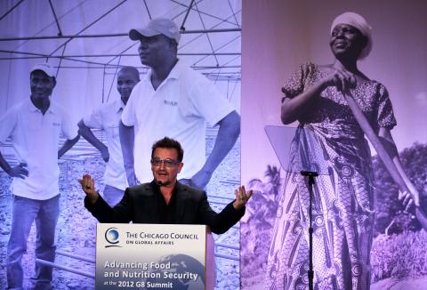 Bono addresses the G8 symposiumon food security Friday in Washington, D.C. Photo by Alex Wong/Getty Images.