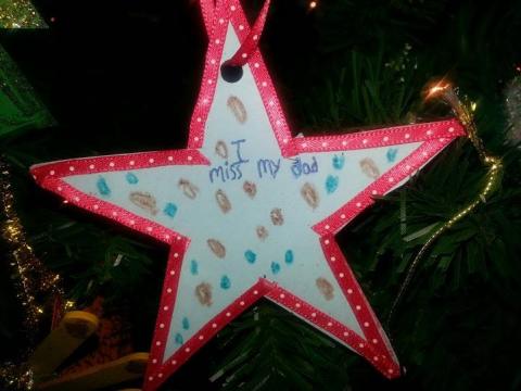 An ornament hanging on the Fast for Families tree. Photo: Juliet Vedral/Sojourners