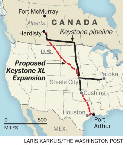 Proposed Keystone XL Extension map. (Map by Laris Karklis/The Washington Post via Getty Images Map by Laris Karklis/The Washington Post via Getty Images