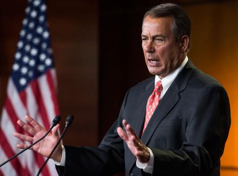 John Boehner, R-Ohio, holds his weekly on camera briefing in the Capitol on Thursday, Nov. 29. Bill Clark/CQ Roll Call Bill Clark/CQ Roll Call