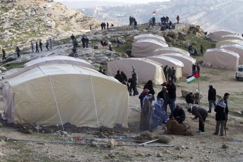 Palestinian activists set up on January 11, 2013 an 'outpost' named Bab al-Shams. AHMAD GHARABLI/AFP/Getty Images AHMAD GHARABLI/AFP/Getty Images