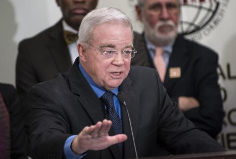 Jim Wallis speaks during a press conference at the United Methodist Building. BRENDAN SMIALOWSKI/AFP/Getty Images BRENDAN SMIALOWSKI/AFP/Getty Images