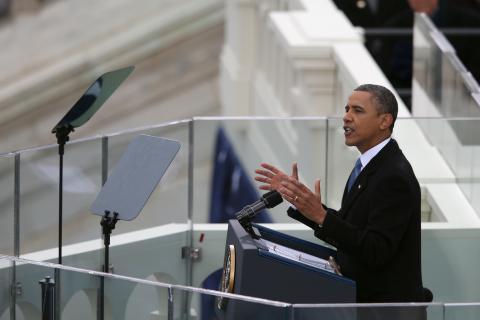 President Obama during his inauguration. Mark Wilson/Getty Images Mark Wilson/Getty Images