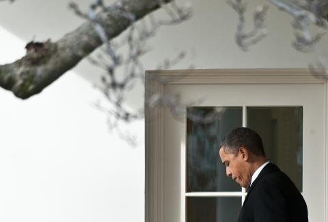President Obama departs the White House on Feb. 4. NICHOLAS KAMM/AFP/Getty Images NICHOLAS KAMM/AFP/Getty Images