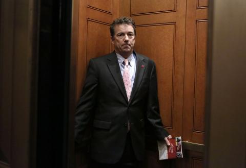 Sen. Rand Paul (R-KY) leaves after a caucus meeting at the Capitol in February. Alex Wong/Getty Images Alex Wong/Getty Images