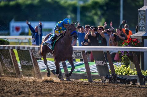 American Pharoah ridden by jockey Victor Espinoza wins the Triple Crown at Belmont on June 6. Photo by Diana Robinson/Flickr.com Diana Robinson / Flickr.com