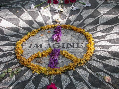 The Strawberry Fields "Imagine" memorial in NYC's Central Park. Image via Wylio http://www.wylio.com/credits/Flickr/2512334908 Imagine. Image via http://www.wylio.com/credits/Flickr/2512334908