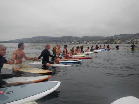 The paddle out for Mark Metherell, July 4, 2012. Photo by Carey Shyres. The paddle out for Mark Metherell, July 4, 2012. Photo by Carey Shyres.
