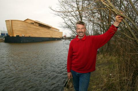 Johan Huibers' stand in front of his 70-metre-long Noah's Ark replica.Photo by Michel Porro/Getty Images Photo by Michel Porro/Getty Images