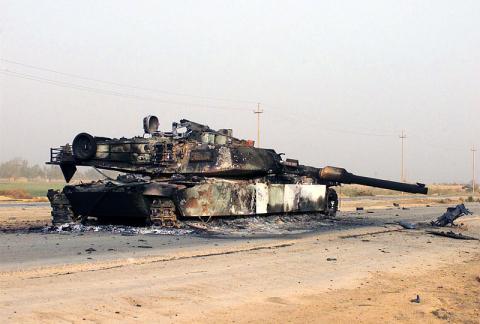 An overturned tank. Photo by Erik S. Hansen, via Wikimedia Commons