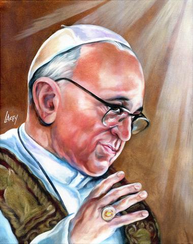 Painting of Pope Francis by faithmouse / Flickr.com, http://www.flickr.com/photos/dan_lacey_pancakes/ Painting of Pope Francis by faithmouse / Flickr.com