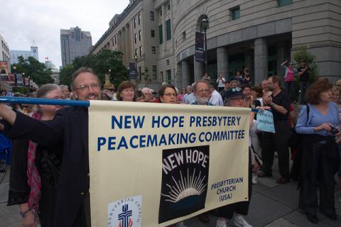 Church members gather at Blount Street in Raleigh, North Carolina for Moral Mondays. Courtesy Dave Biesack / Flickr Courtesy Dave Biesack / Flickr