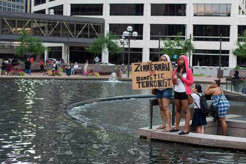 Protestors at the Minneapolis rally in response to the George Zimmerman verdict in July, 2013. Photo courtesy RNS/Flickr. Photo courtesy RNS/Flickr.