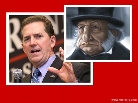 Sen. Jim Demint (L) and Ebenezer Scrooge (R) Photos via Wiki Commons,http://bit.ly/Collage by Cathleen Falsani for Sojourners. Sen. Jim Demint (L) and Ebenezer Scrooge (R)Photos via Wiki Commons,http://bit.