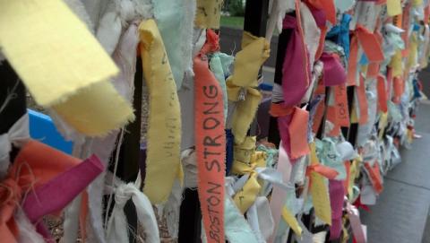 Memorial at the finish line of the Boston Marathon after the bombing, RobinJP / Flickr.com Memorial at the finish line of the Boston Marathon after the bombing, RobinJP /