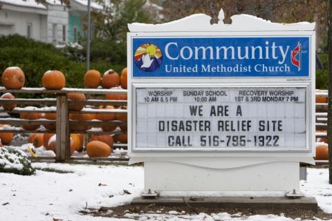 Church in Massapequa, N.Y. offers help. Photo courtesy of Mike DuBose. Church in Massapequa, N.Y. offers help. Photo courtesy of Mike DuBose.