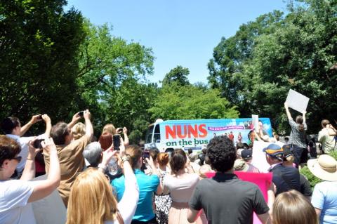 The Nuns on the Bus come home to Washington, D.C. Photo by Sandi Villarreal / Sojourners Photo by Sandi Villarreal / Sojourners