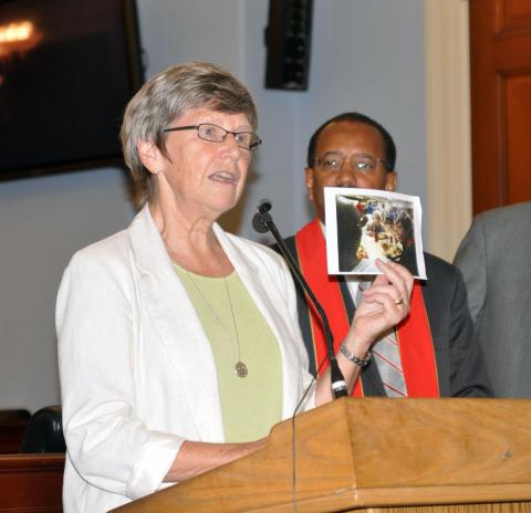 Sister Simone Campbell on Capitol Hill calling for a 'faithful budget.' Photo by Sandi Villarreal / Sojourners Photo by Sandi Villarreal / Sojourners