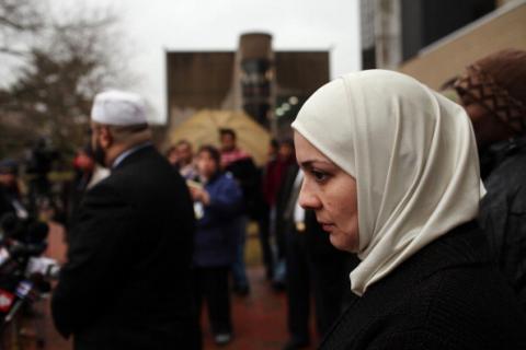 Muslim leaders address issues around police surveillance of Muslims in NJ last month. Photo: Spencer Platt/Getty Images. Photo: Spencer Platt/Getty Images.