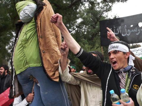 Demonstrators carry effigy of Obama during US soldier's killing 16 civilians. By Noorullah Shirzada/AFP/Getty. Demonstrators carry effigy of President Obama during a protest of a US soldier's