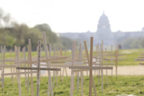 3,300 crosses & religious symbols staked on the National Mall. Photo by Brandon Hook / Sojourners Photo by Brandon Hook / Sojourners