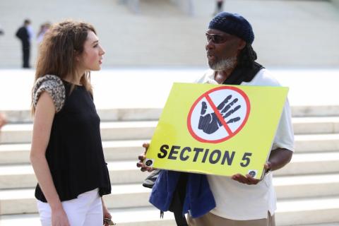 Demonstrator outside the Supreme Court on Monday, Brandon Hook / Sojourners Brandon Hook / Sojourners