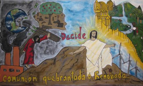 a Franciscan young adult group at St. Camillus created a large mural about Easter. Photo: Jacek Orzechowski Photo: Jacek Orzechowski