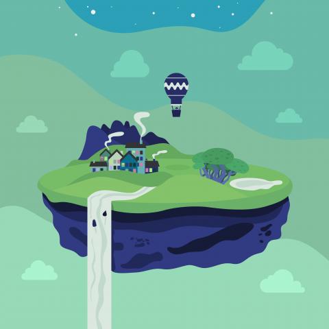 Fantasy flying island. Laralova / Shutterstock Laralova / Shutterstock