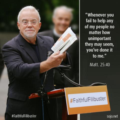 Jim Wallis at the Faithful Filibuster. Photo and illustration by Brandon Hook / Sojourners Photo and illustration by Brandon Hook / Sojourners